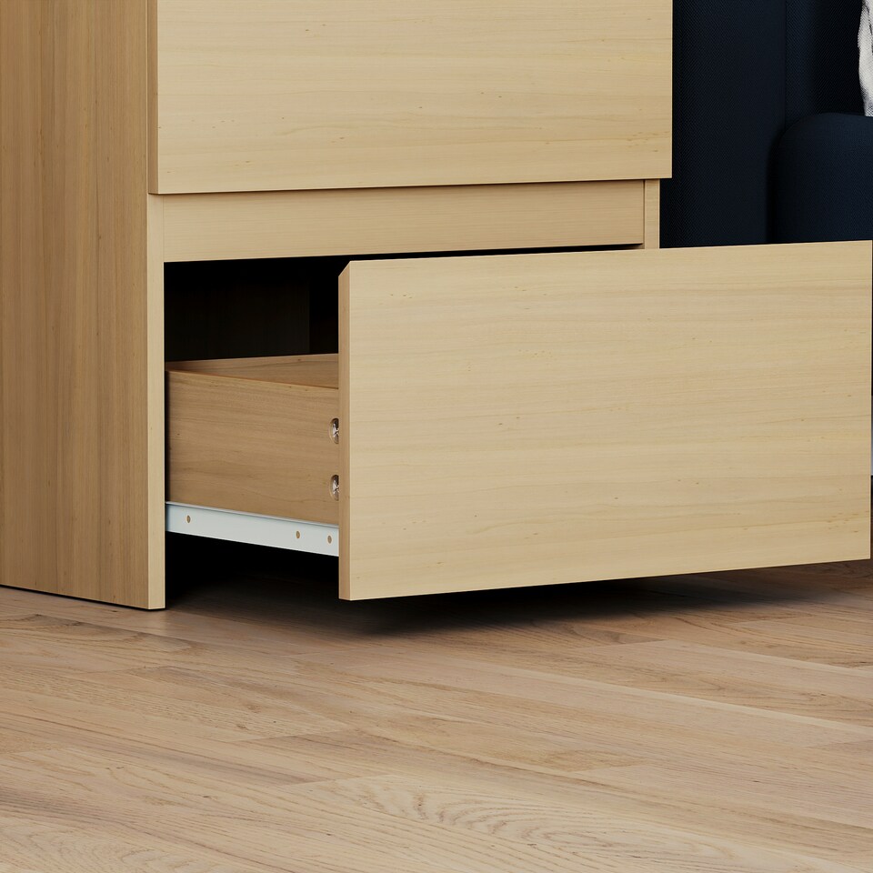 image 1 of Vida Designs Denver 2 Drawer Large Bedside Chest Cabinet Table Nightstand, Pine