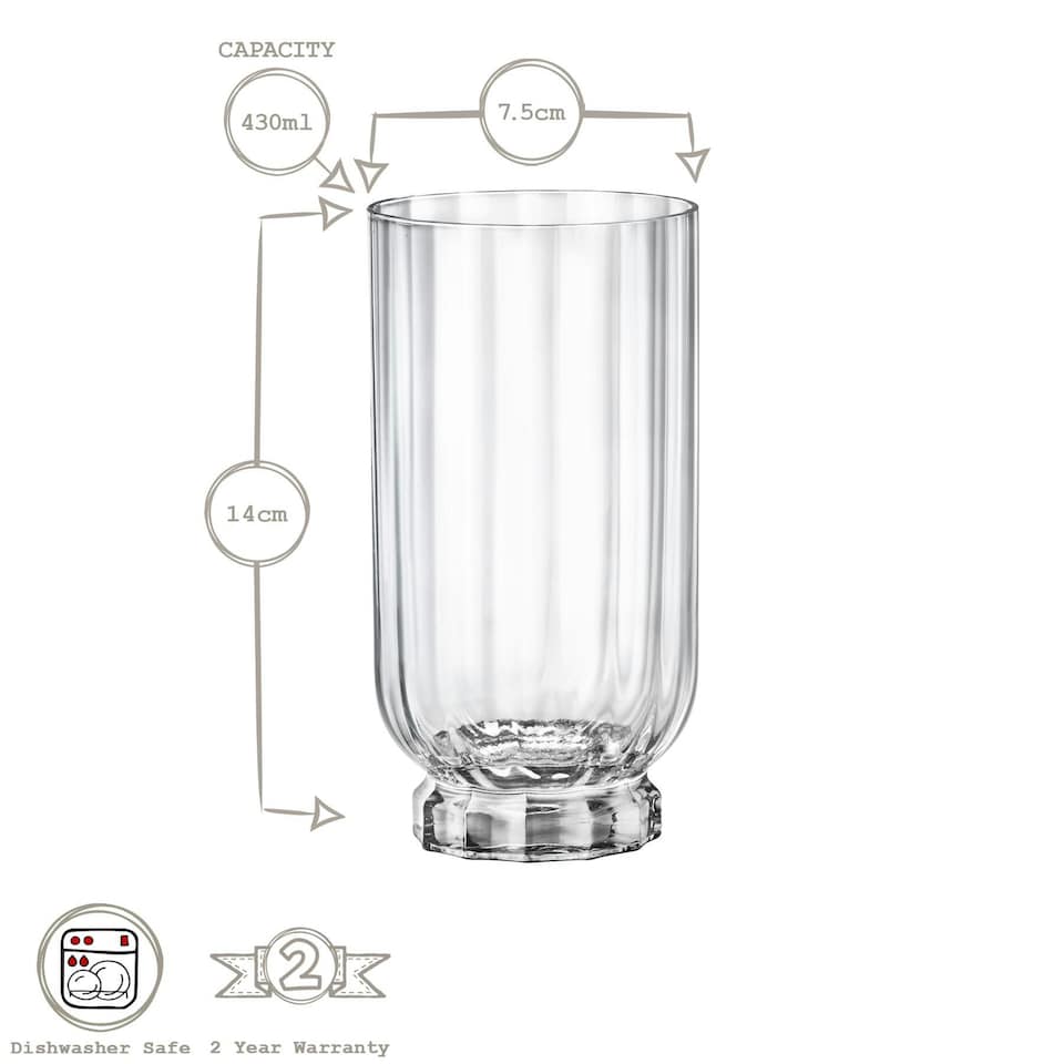 image 1 of Bormioli Rocco Florian Highball Glasses - 430ml - Blue - Pack of 6 Blue