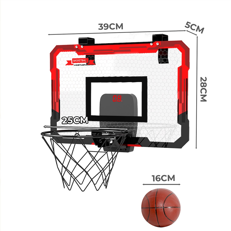 image 1 of Dekko Mini Basketball Hoop Over Door for Kids Indoor Sport Backboard 4 Balls