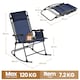 image 4 of Yaheetech 65.5 cm W Foldable Rocking Lounger with Pillow-Navy Blue | Blue | Navy Blue | One Size | 1