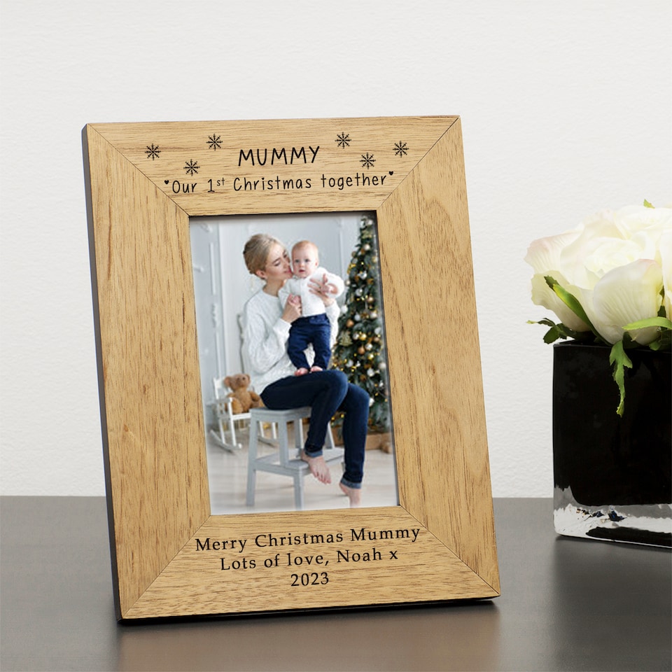 image 1 of Personalised Mummy Our 1st Christmas Together Wood Picture Frame 6x4