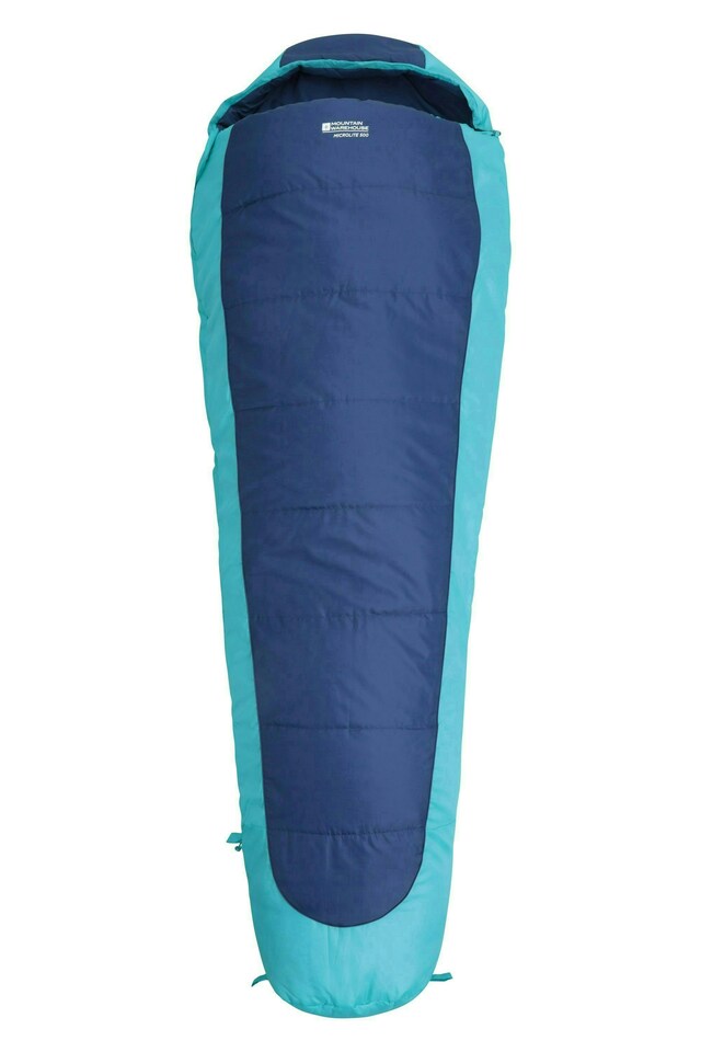 image 1 of Mountain Warehouse Summit 500 Square Sleeping Bag Insulated Two Way Zip Camp Bed Right Handed Zip - Regular length (200cm) | Blue
