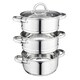 image 2 of Cooks Professional 3 Tier Stainless Steel Steamer Pan | Suitable for All Hobs Inc Induction | Dishwasher Safe | 22cm Diameter