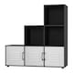 image 1 of 6-Cube Step Shelving Unit With Metal Doors | Black | Black & White | 1