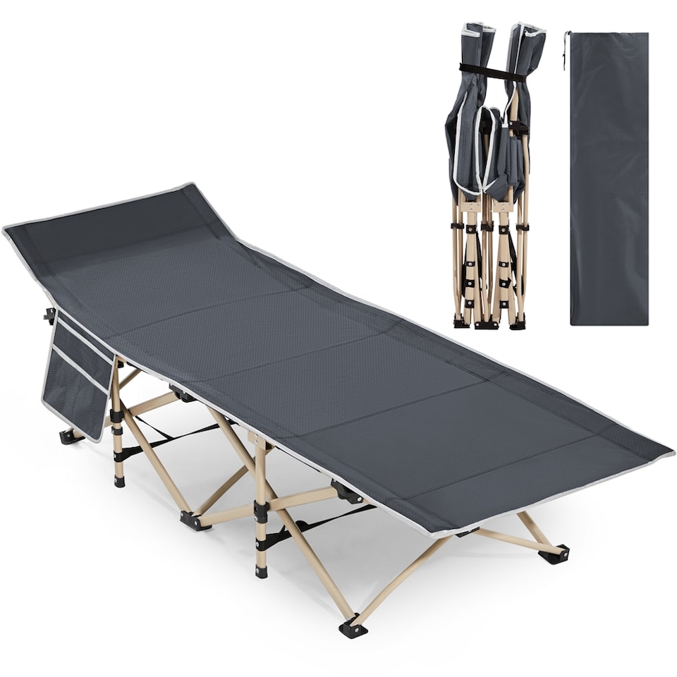 image 1 of Yaheetech Metal Folding Camping Bed Outdoor Indoor-Army Grey | Grey | Grey | Portable/Travel | 1