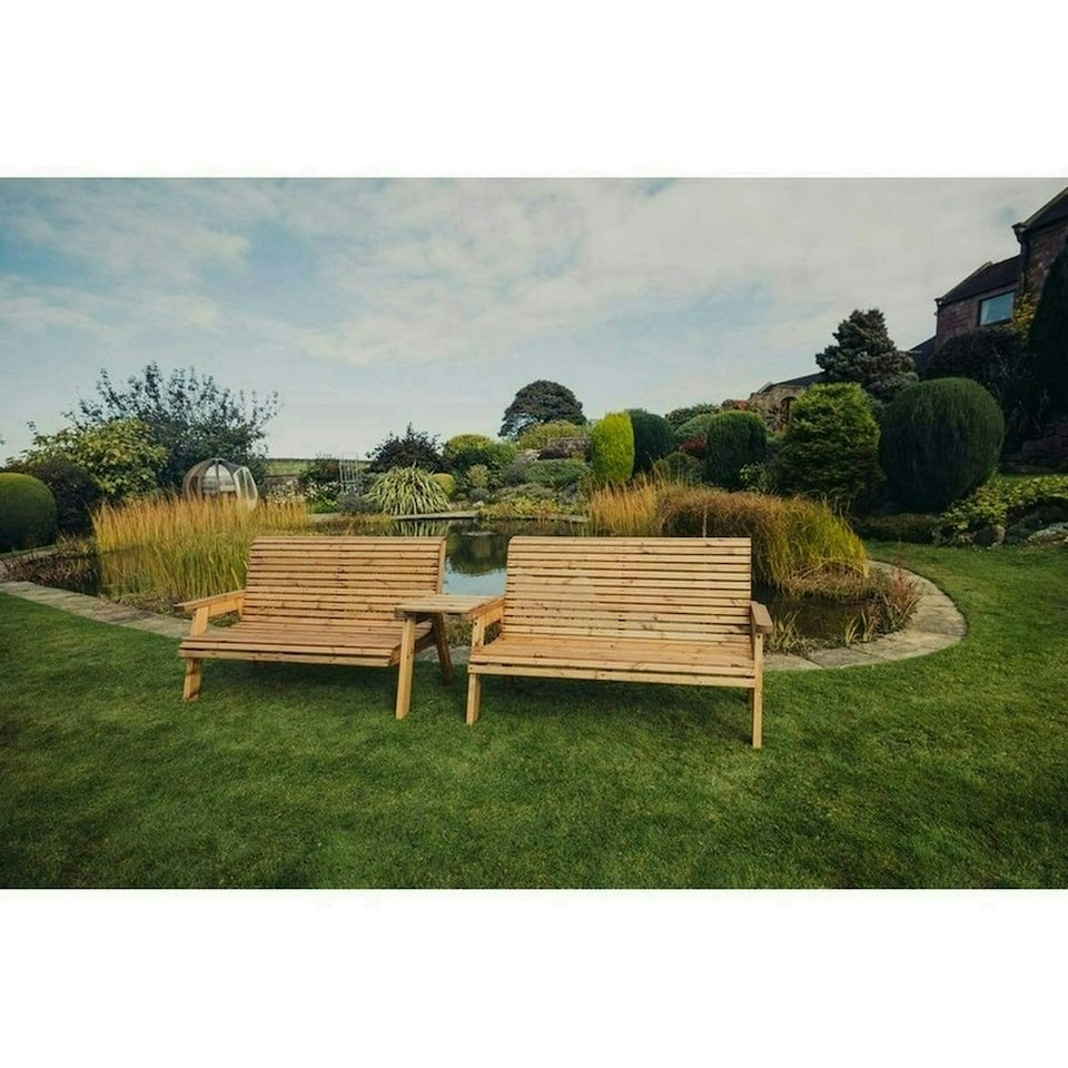 image 1 of Valley 6 Seat Set 2X3B Straight Tray - Timber - L100 x W330 x H95 cm - Fully Assembled - Set of Waterproof Cushions Included