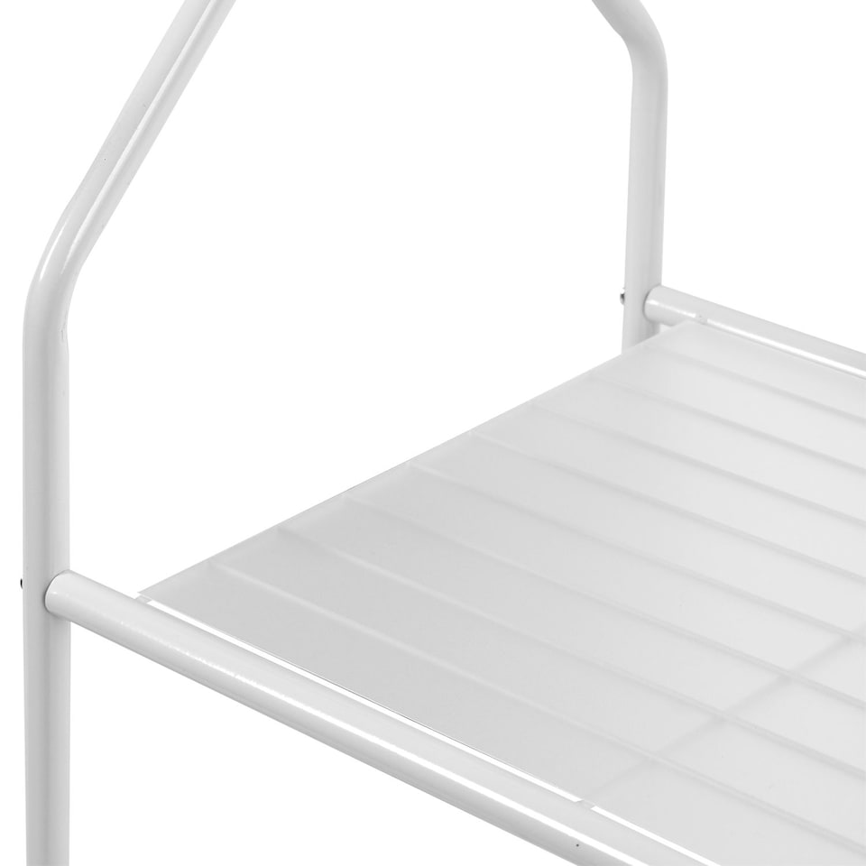 image 1 of House of Home Clothes Rack Steel White Clothing Rail With Two Shelves Hanging Hooks 5ft Height | White