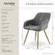 image 6 of Dining Chair Marilyn - corduroy look, upholstered, armchair, continuous backrest - per piece Grey | Grey/Gold