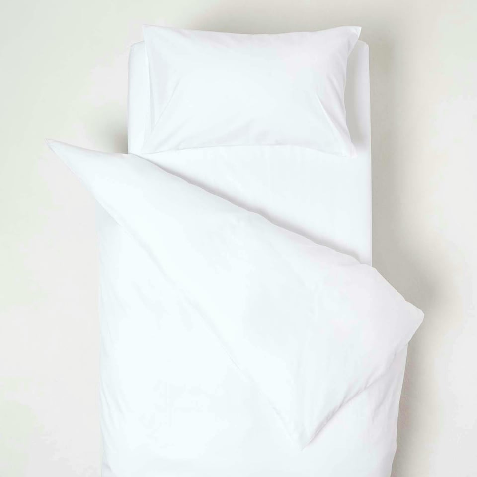 image 1 of Homescapes White Organic Cotton Cot Bed Duvet Cover Set 400 Thread Count | White | One Size