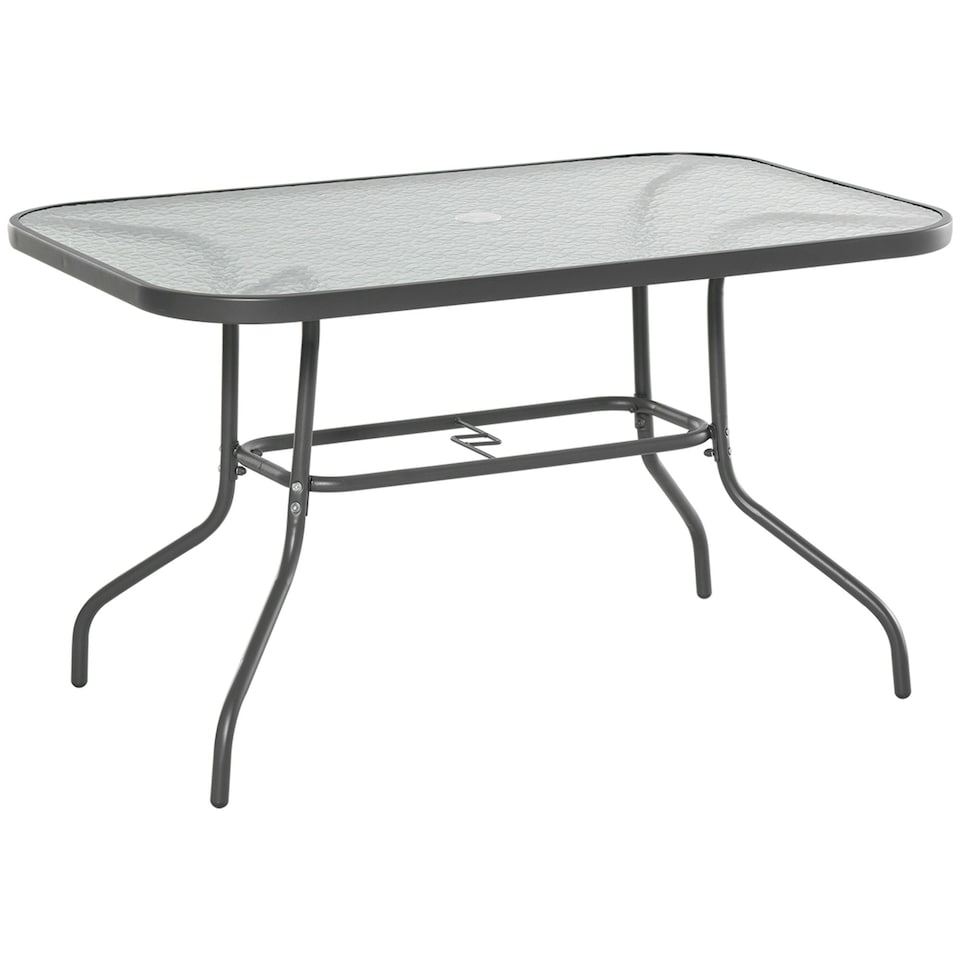 image 1 of Outsunny Metal Garden Dining Table Outdoor Patio with Hole 120L x 80Wcm