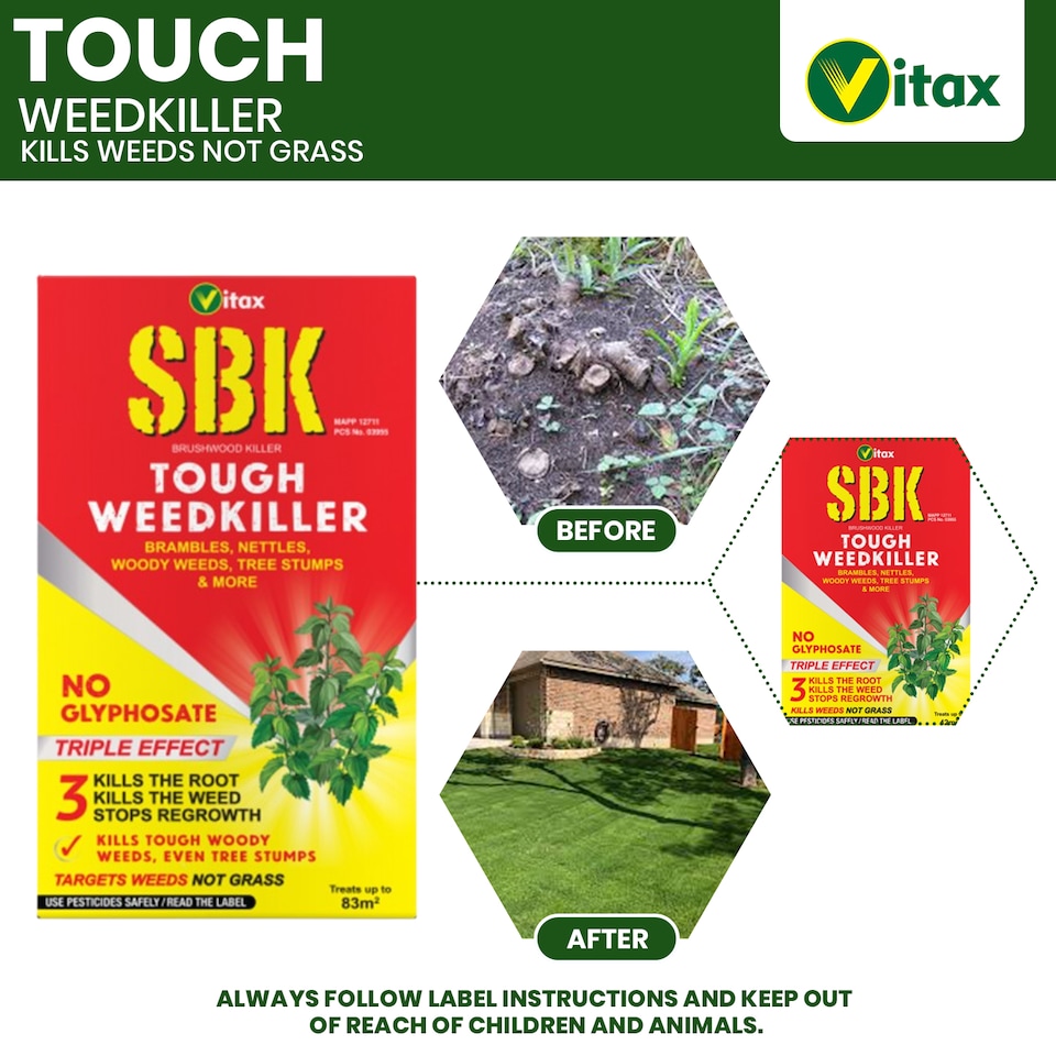 image 1 of Vitax SBK Brushwood Killer 250ml Tough Weedkiller for Brambles Nettles Tree Stumps & Woody Weeds Fast-Acting