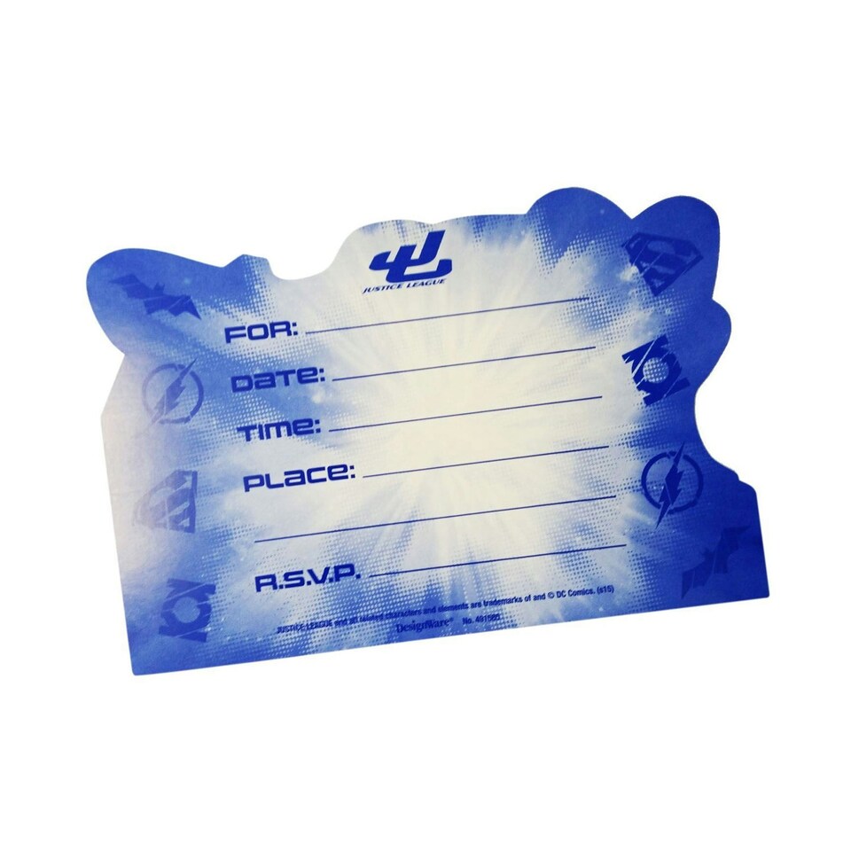 image 1 of Justice League Invitations Set (Pack of 32) - Multicoloured - One Size