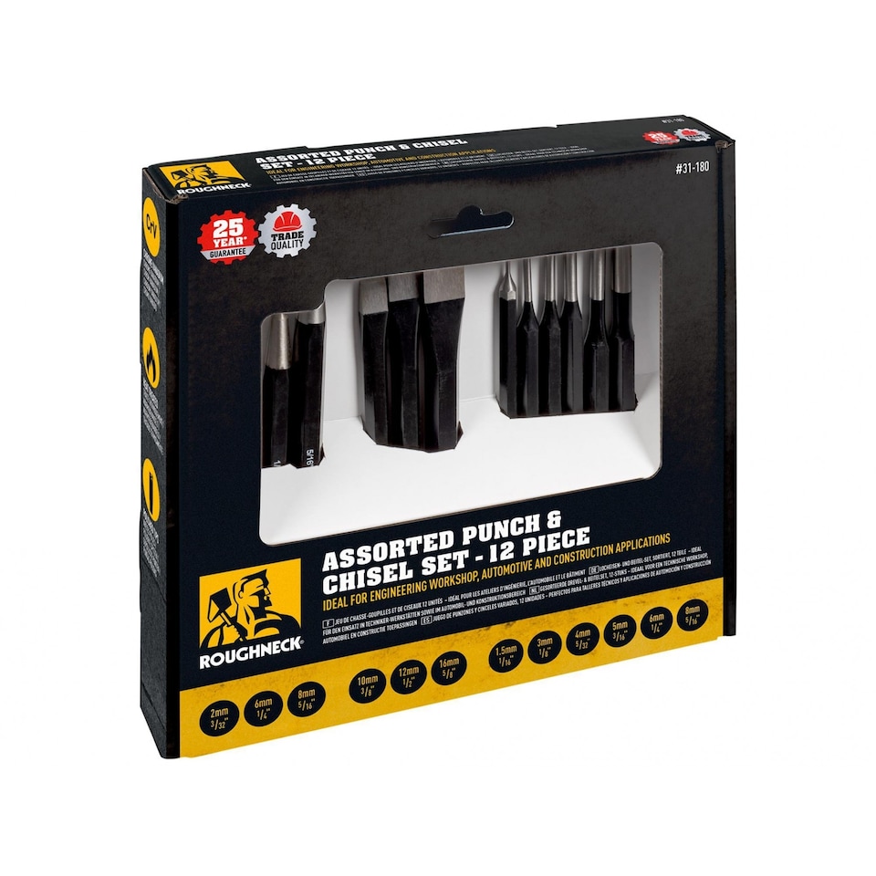 image 1 of Roughneck Punch & Chisel Set 12 Piece | Multi | Multi Colour | One Size | 1