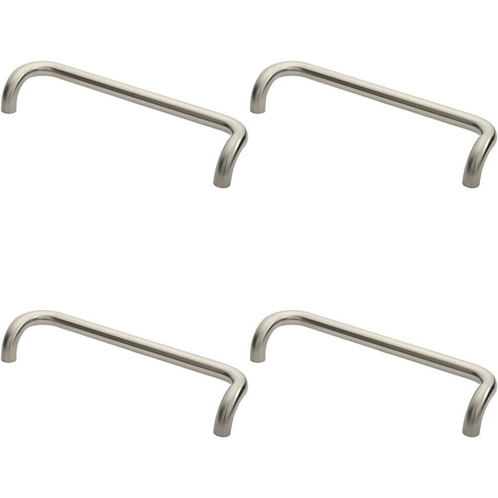 4x Cranked Pull Handle 480 x 30mm 450mm Fixing Centres Satin Stainless Steel