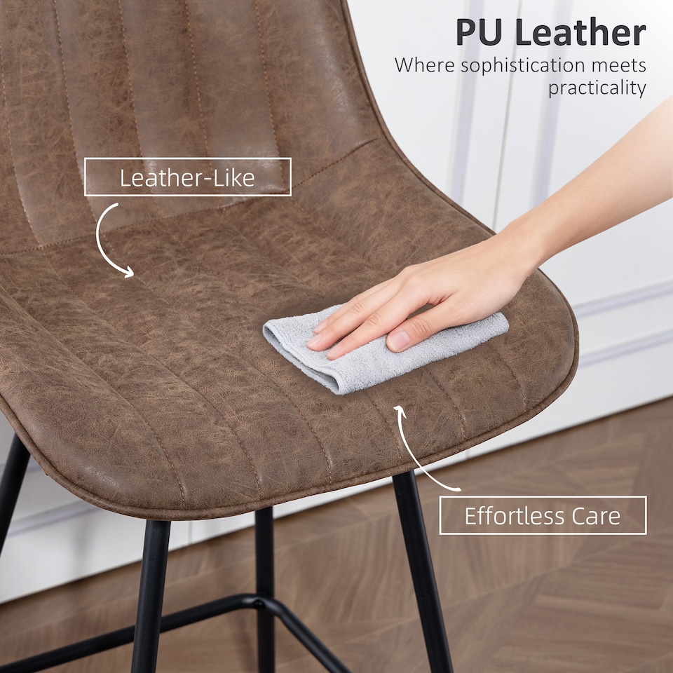 image 1 of HOMCOM Swivel Bar Stools Set of 2, PU Leather Upholstery