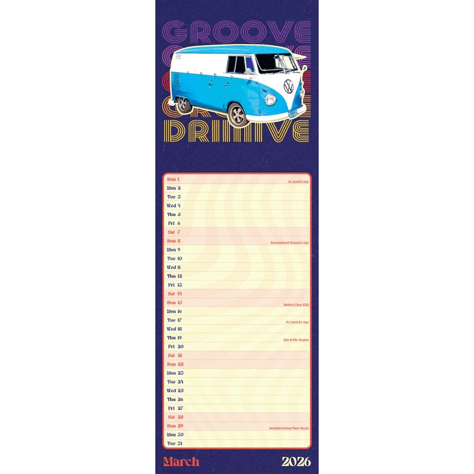 image 1 of VW CAMPERVAN 2026 SLIM CALENDAR
