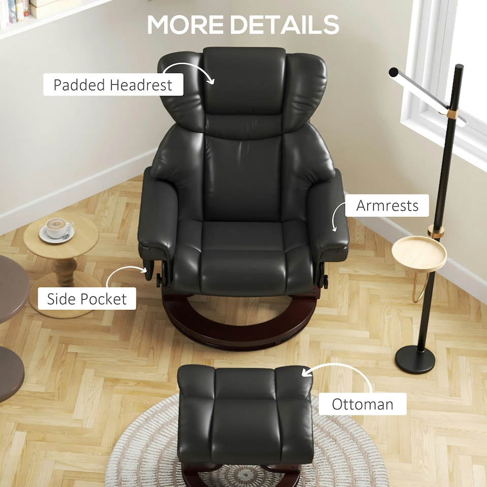 image 1 of HOMCOM Massage Recliner Chair with Footstool and Adjustable Backrest, Black | Multi