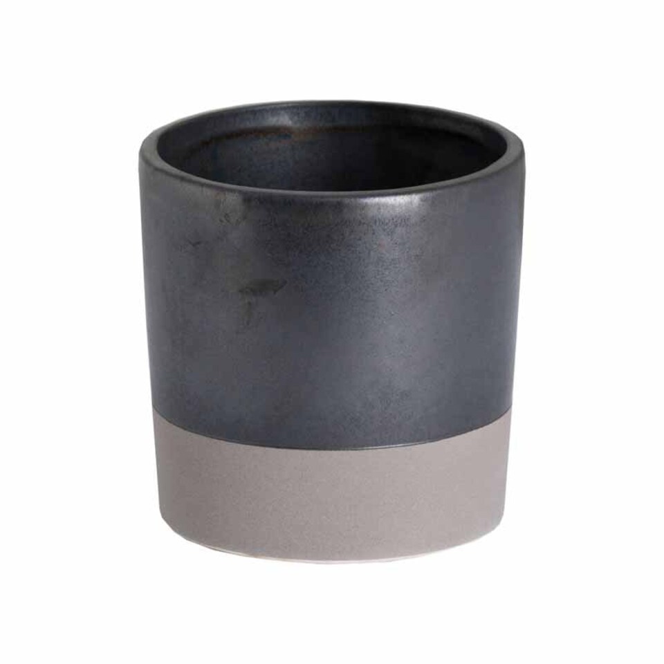 Planter - Ceramic - L11 x W11 x H12 cm - Metallic Grey Grey