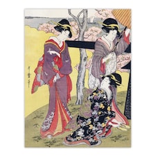 Cherry Blossom Viewing Gotenyama Vintage Wall Art Print Kitagawa 24x32"