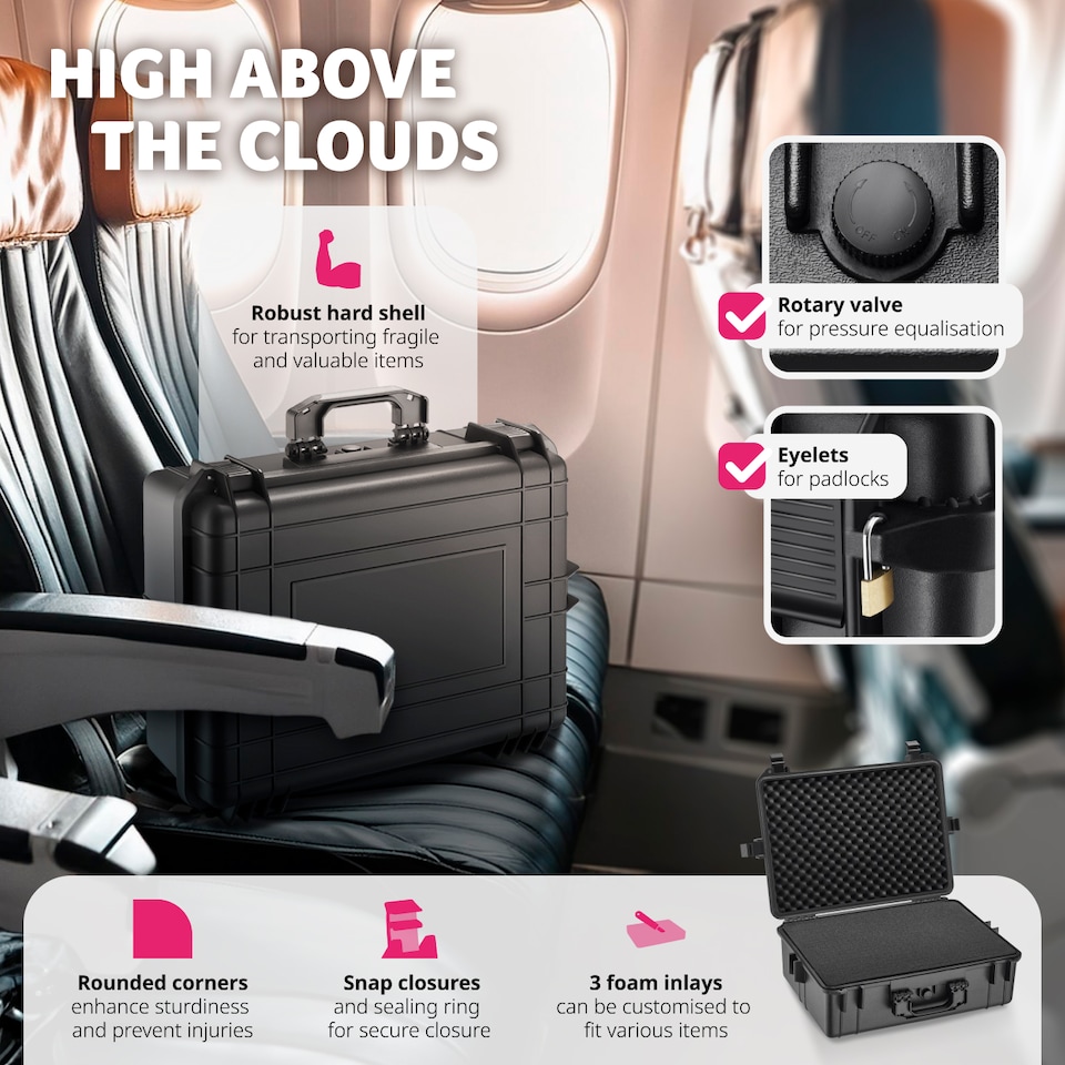 image 1 of Camera Case - ABS plastic shell, 4 thick foam inserts, snap closures, 35 litres | Black | black | L | 1