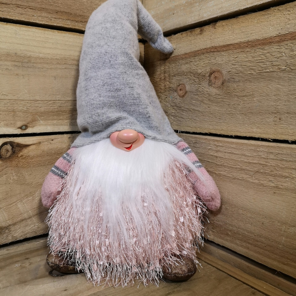 image 1 of 30cm Christmas Male Gonk with LED Light - Grey Hat
