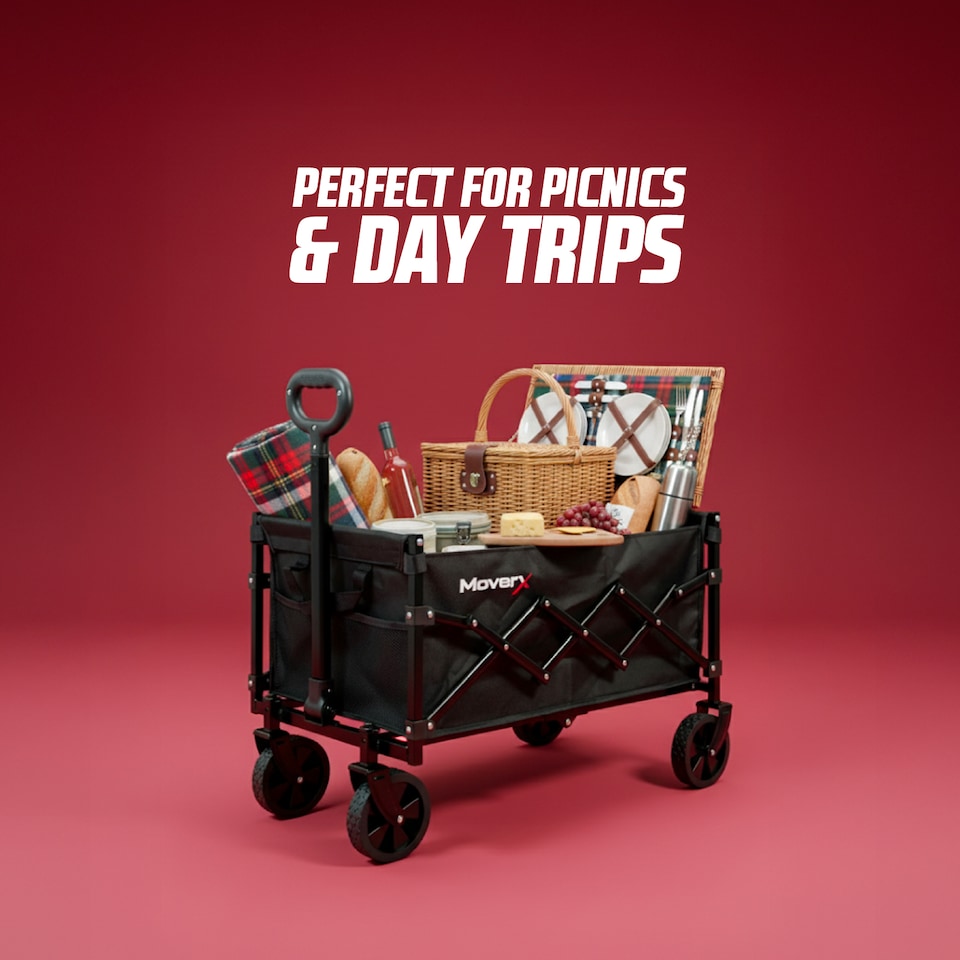 image 1 of MoverX 70L Folding Camping Trolley, Festival Wagon, Portable Garden Cart, Beach, Outdoor