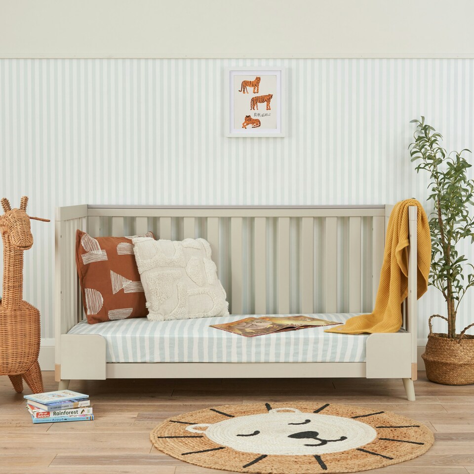image 1 of Tutti Bambini Hygge Cot Bed - Light Oak/White Sand