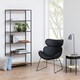 image 4 of Seaford Tall Black Metal Bookcase with 5 Shelves in Oak