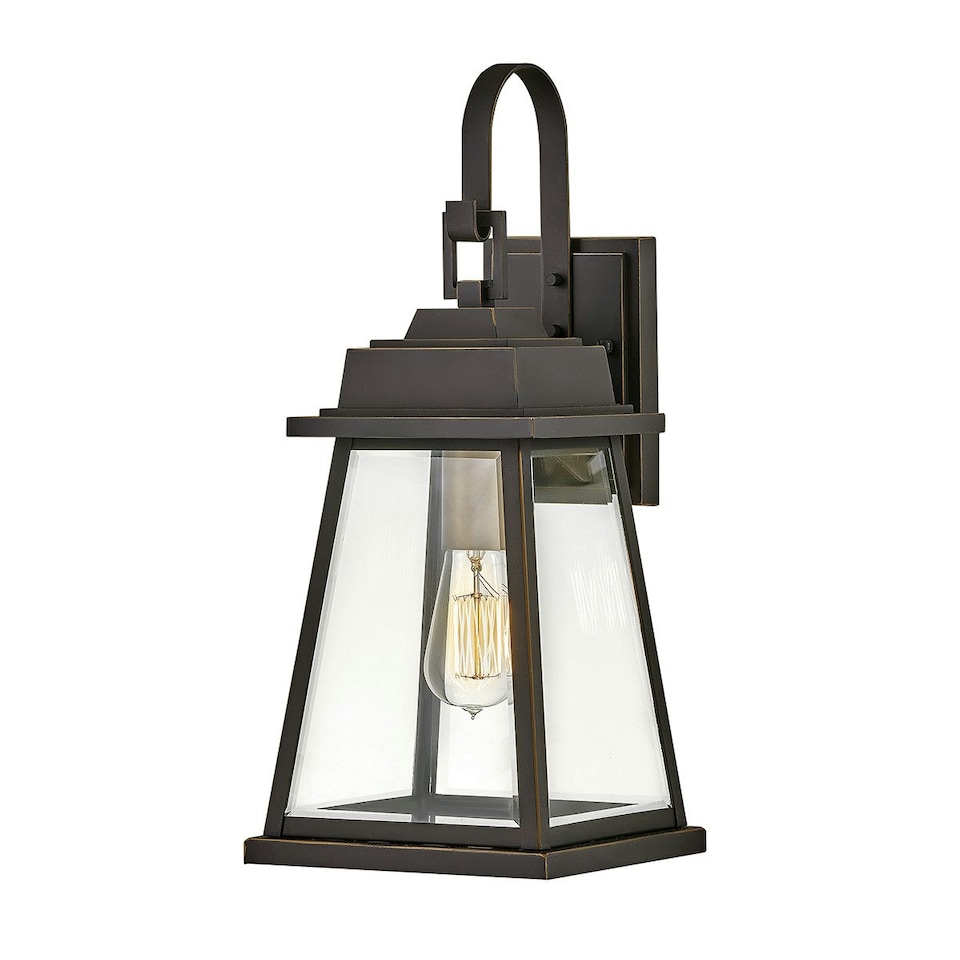 image 1 of Hinkley Bainbridge Outdoor Wall Lantern Oil Rubbed Bronze with Heritage Brass Accents, IP44