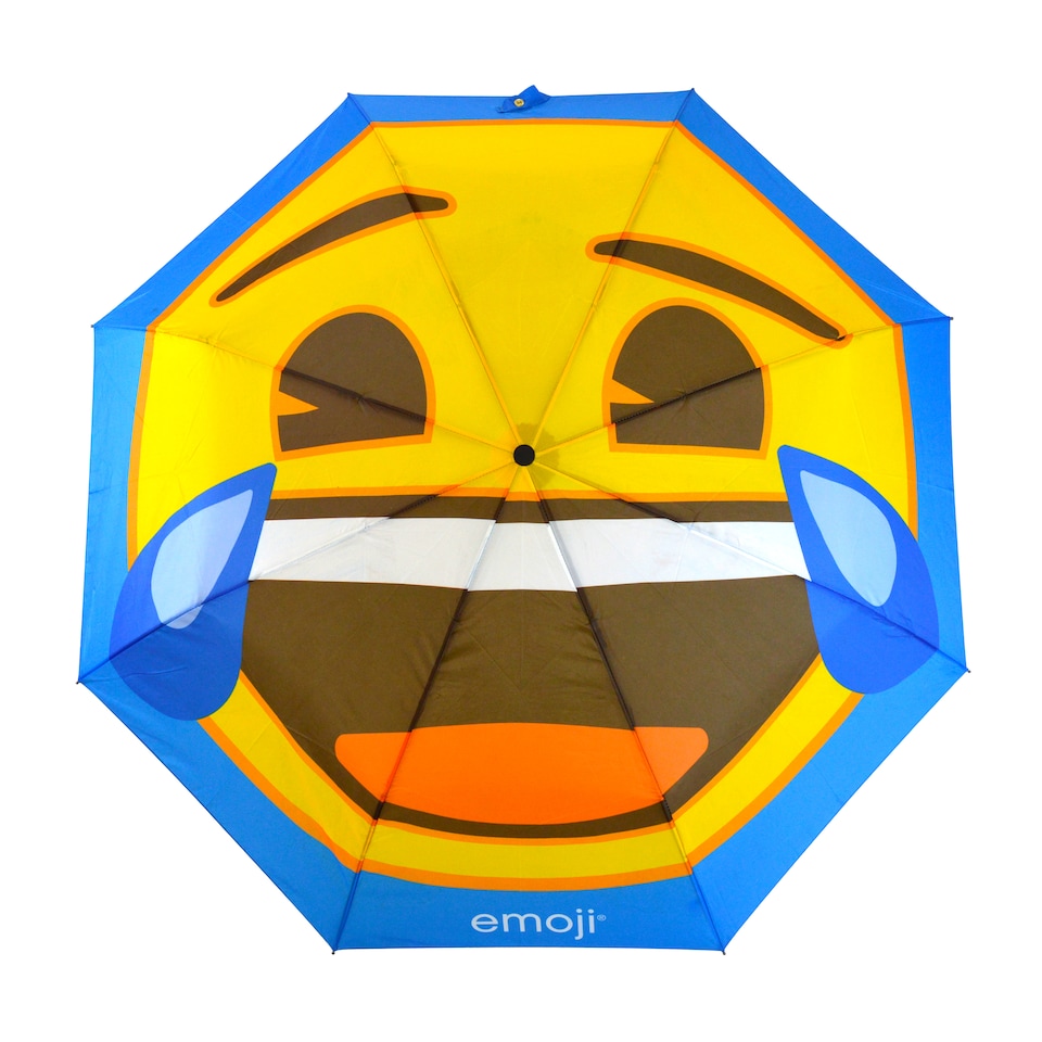 image 1 of Emoji Laughing Face Auto 3 Fold Compact Umbrella