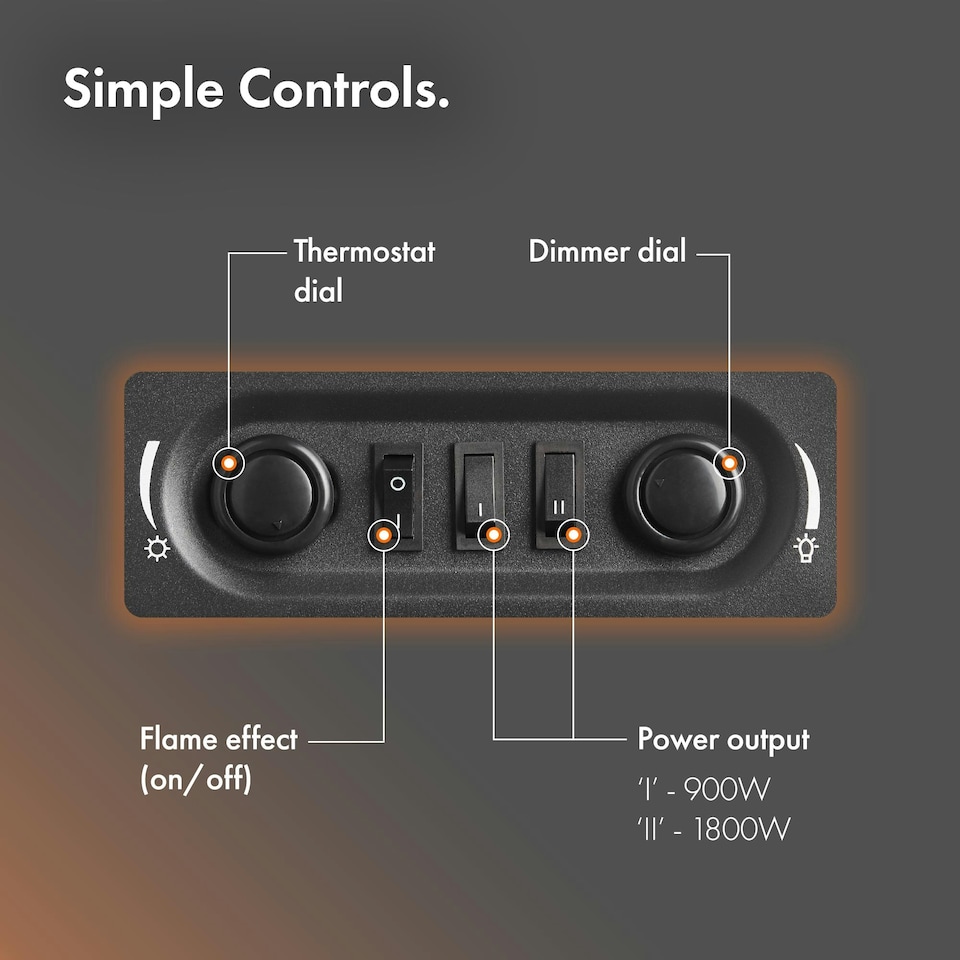 image 1 of VonHaus Electric Stove Heater 1800W Black