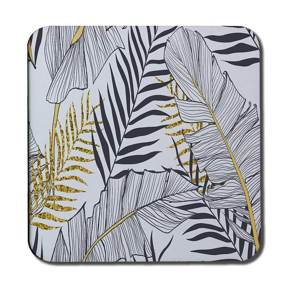 image 1 of Gold & Black Leaves (Coaster)