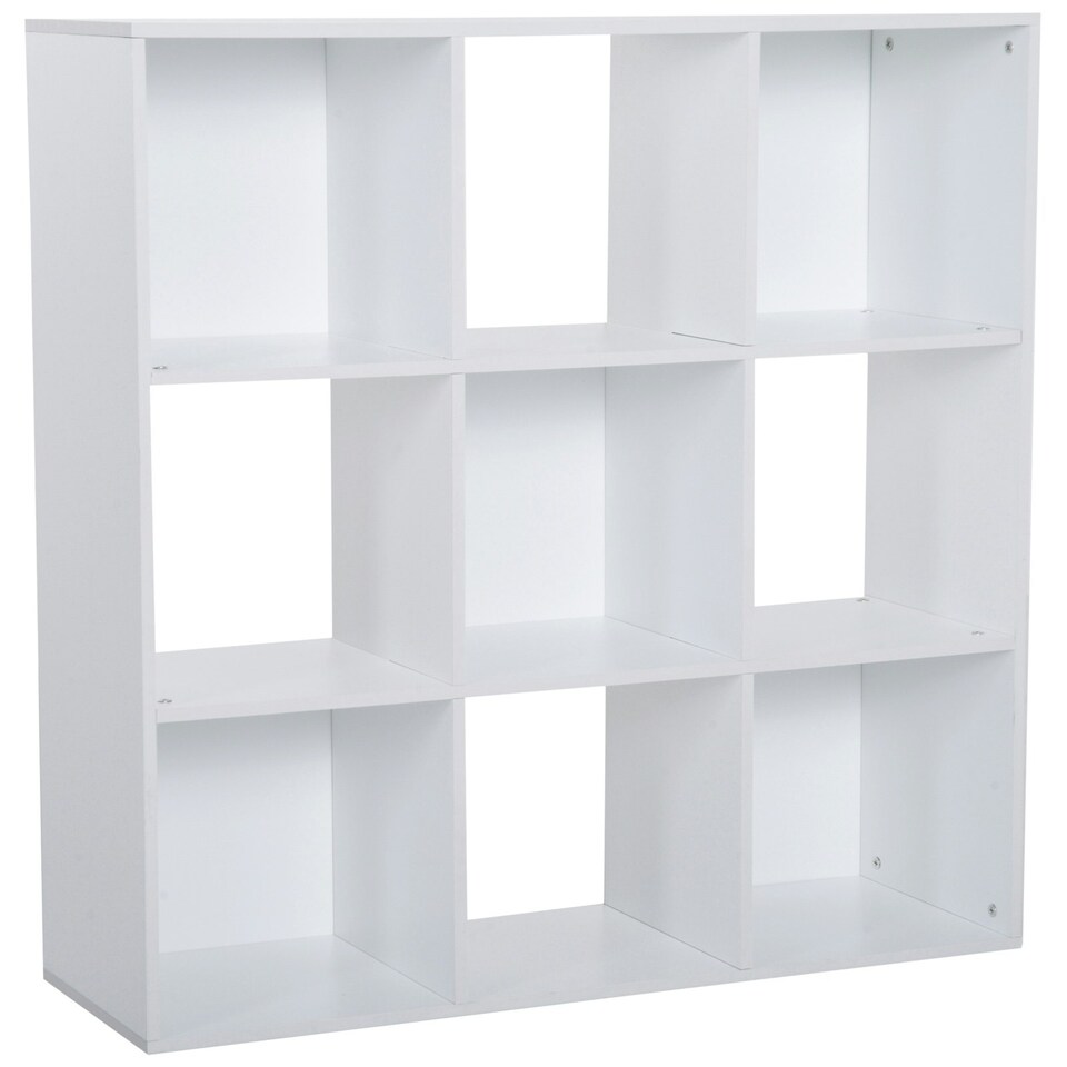 image 1 of HOMCOM 9 Cube Storage Cupboard Bookcase Bookshelf Home Office, White