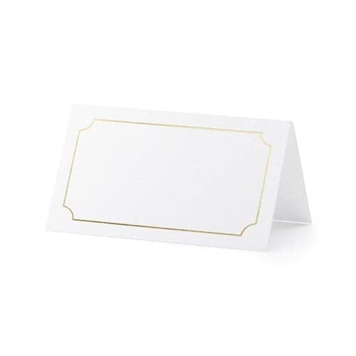 White & Gold Paper Place Cards - Pack of 10