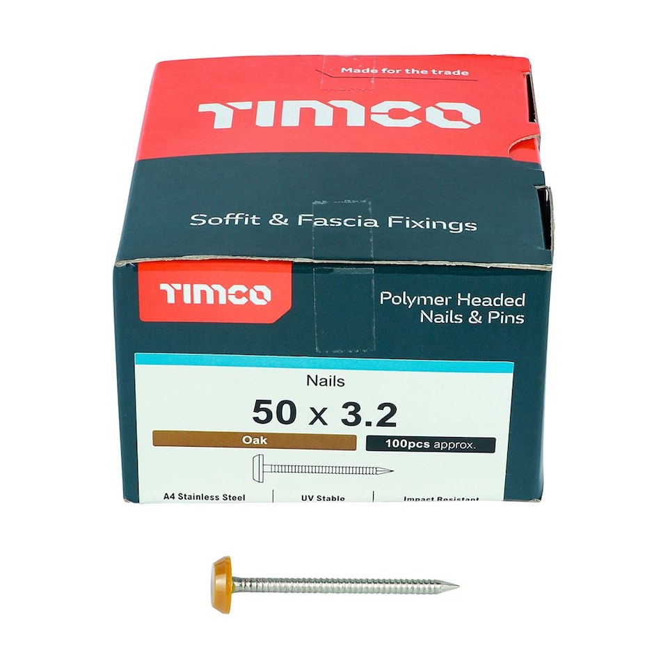 image 1 of Timco - Polymer Headed Nails - A4 Stainless Steel - Oak (Size 50mm - 100 Pieces)