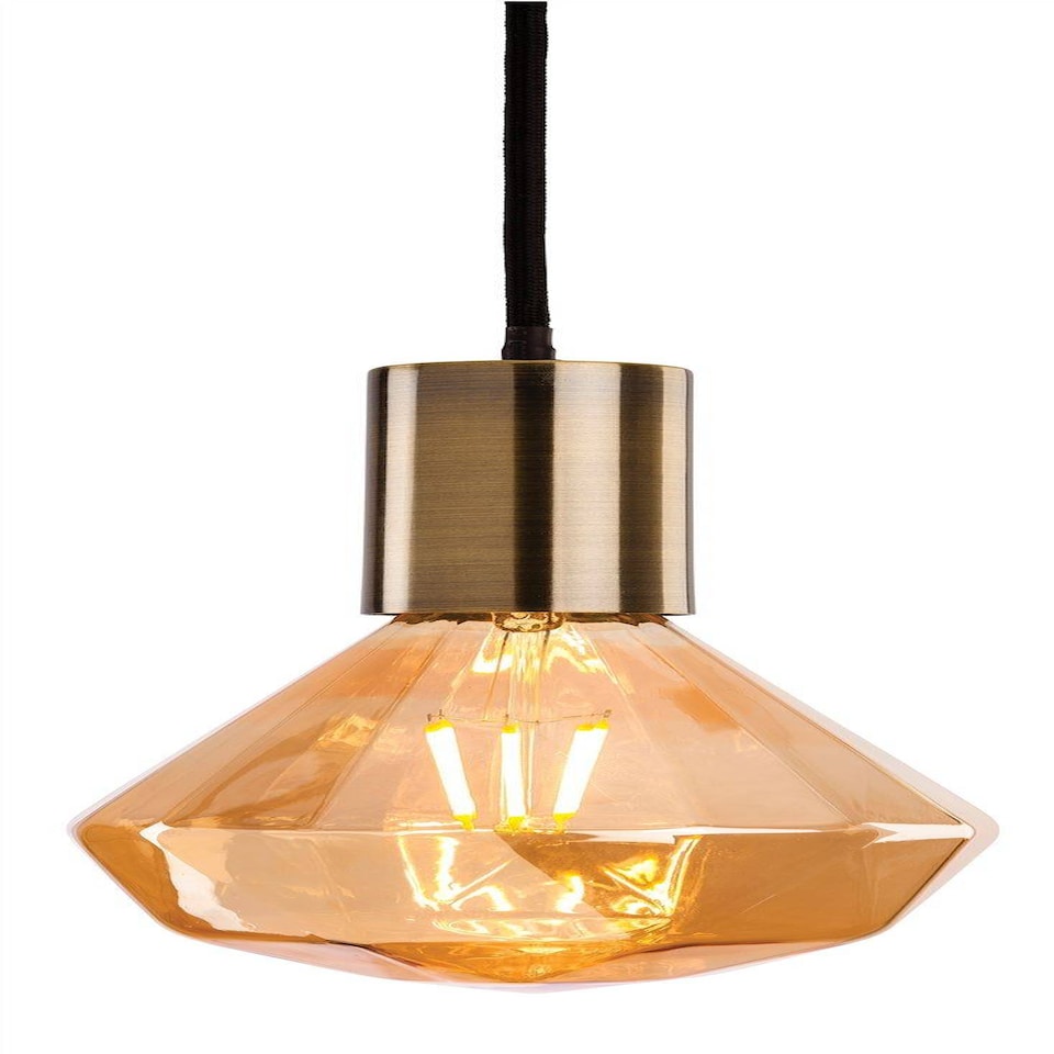 Hudson 1 Light Ceiling Pendant Antique Brass, E27