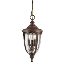 English Bridle 3 Light Medium Outdoor Ceiling Chain Lantern British Bronze, E14