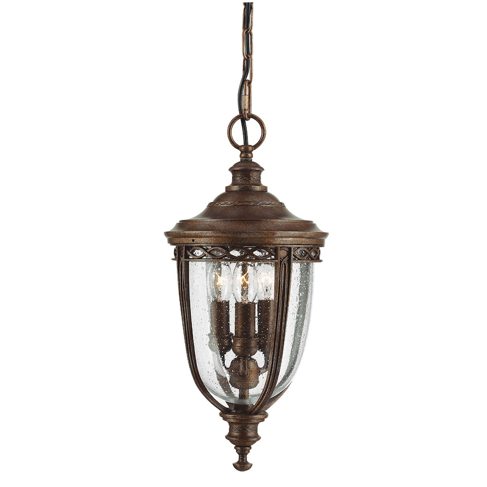 image 1 of English Bridle 3 Light Medium Outdoor Ceiling Chain Lantern British Bronze, E14