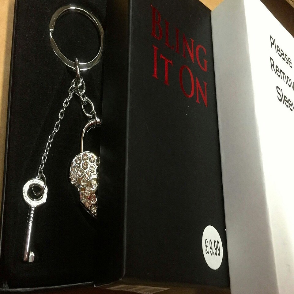 image 1 of Crystals Key & Lock Keychain made with Crystals