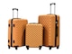 image 2 of Groundlevel 3pc ABS 4 Wheel Hard Shell Diamond Travel Luggage Trolley Set | Orange | Orange