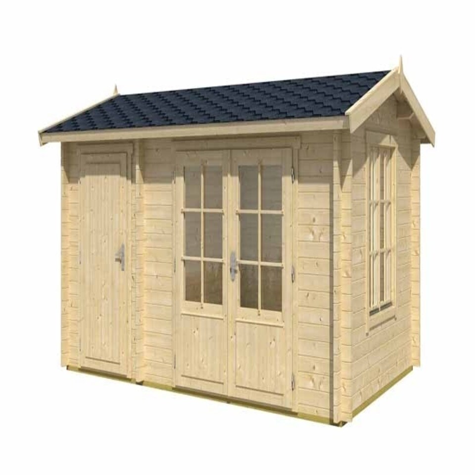 image 1 of Wrexham 1-Log Cabin, Wooden Garden Room, Timber Summerhouse, Home Office - L430 x W288.1 x H250.8 cm Brown
