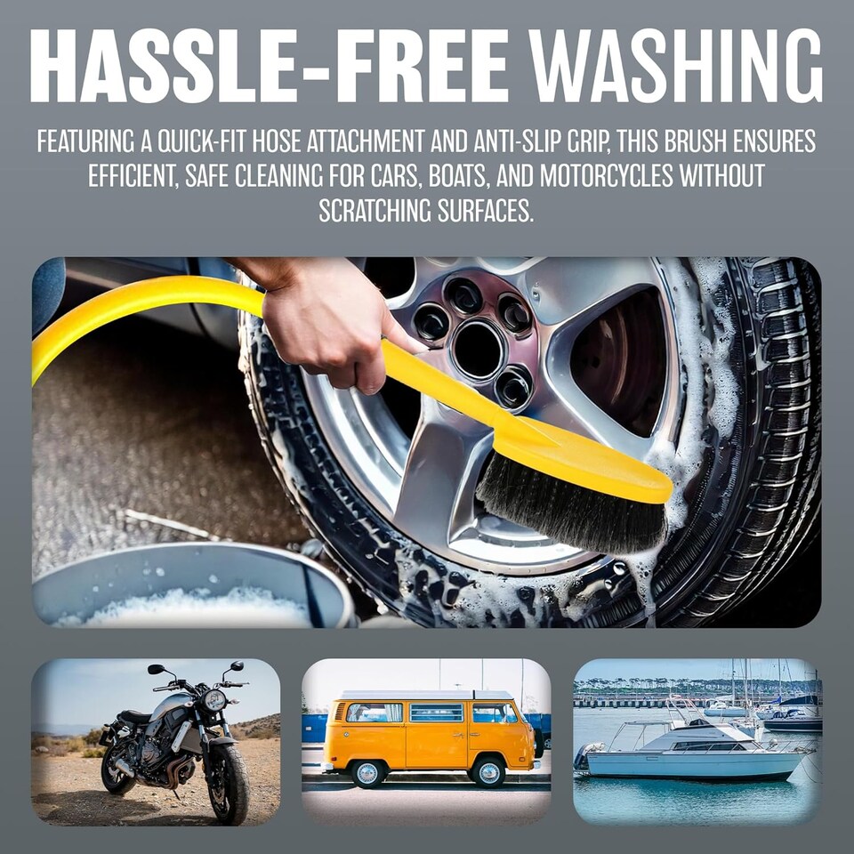 image 1 of Car Cleaning Kit 3m 9ft Telescopic Water Brush + 2 In 1 Spray Wheel Brush Diy