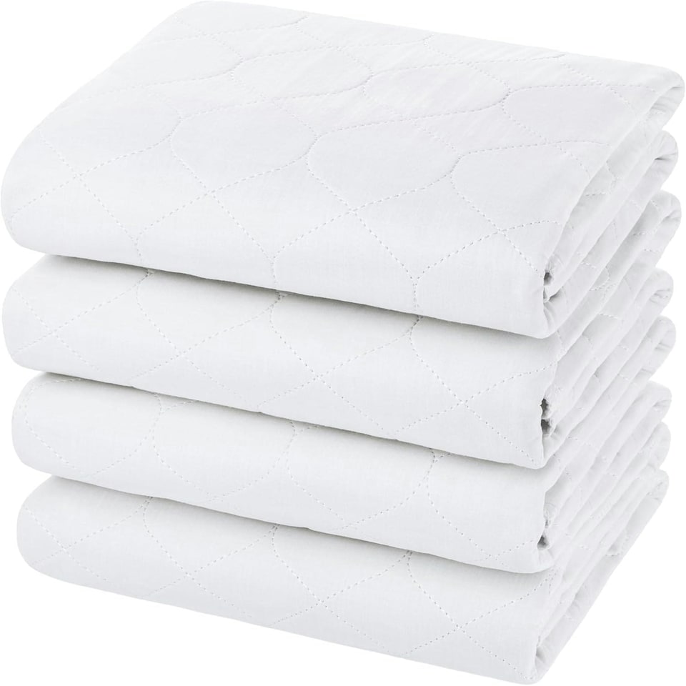 image 1 of Incontinence Bed Pads Non Slip - Extra Heavy Absorbency Washable Bed Sheets, Soft Cotton Waterproof Mattress Protector, Bed Wetting Mats, Single Size Absorbs 2L White | 4 pack | Single