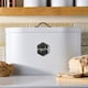 image 2 of Cooks Professional Bread Bin - Metal Food Storage Cannister with Nameplate | White | White & Silver
