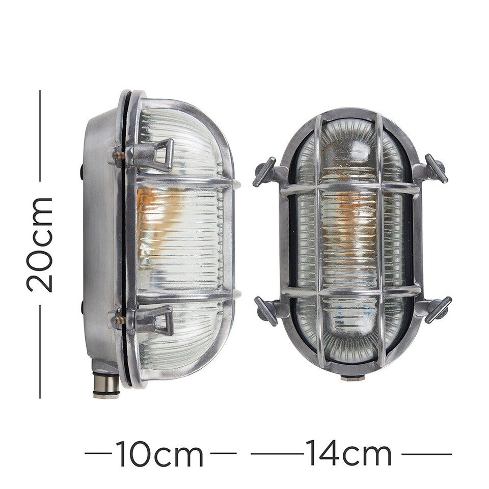 image 1 of ValueLights Bow Nautical Brushed Chrome Bulkhead Light & Bulb | Chrome