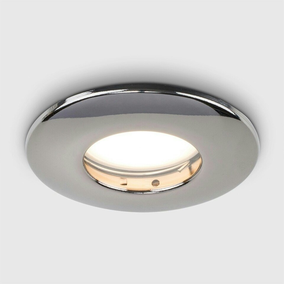 image 1 of ValueLights Fire Rated IP65 Downlight 6 Pack Black Chrome Bathroom Ceiling Downlight