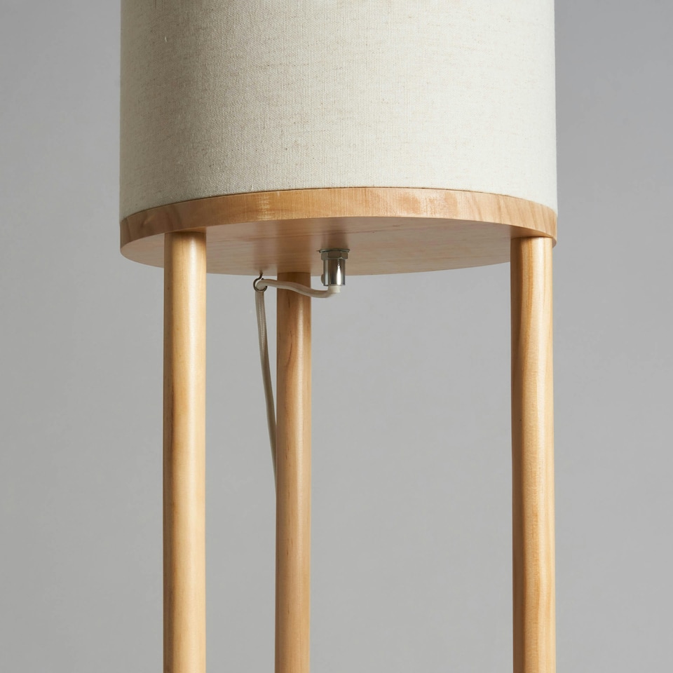 image 1 of BHS Shelby Floor Lamp with Shelves, Oak