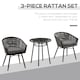 image 4 of Outsunny 3 PCS Patio Resin Wicker Hand Woven Bistro Set 2 Chairs 1 Coffee Table