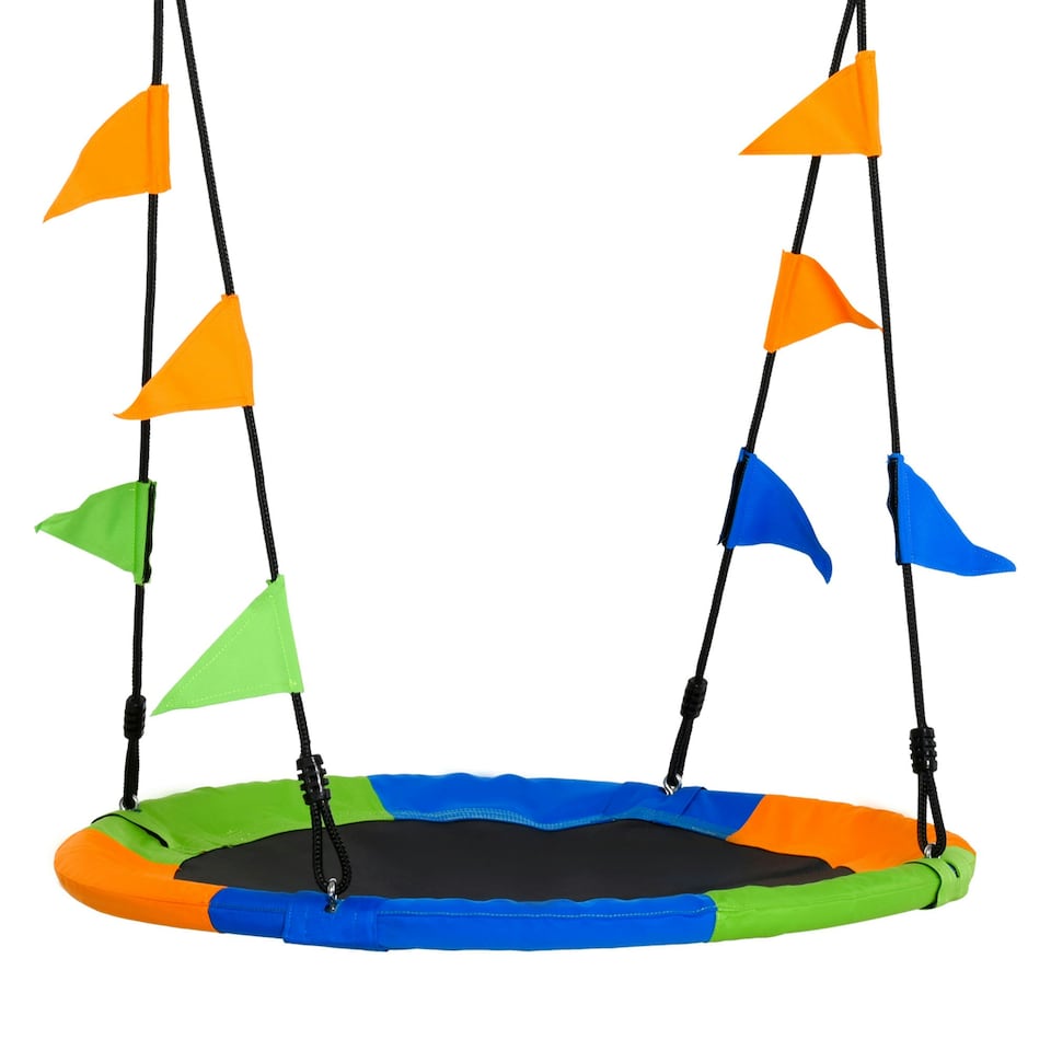 image 1 of Outsunny Saucer Tree Swing Metal Tube Adjustable Rope Garden Blue