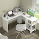 image 3 of COSTWAY L-Shaped Corner Computer Desk Workstation Desk White